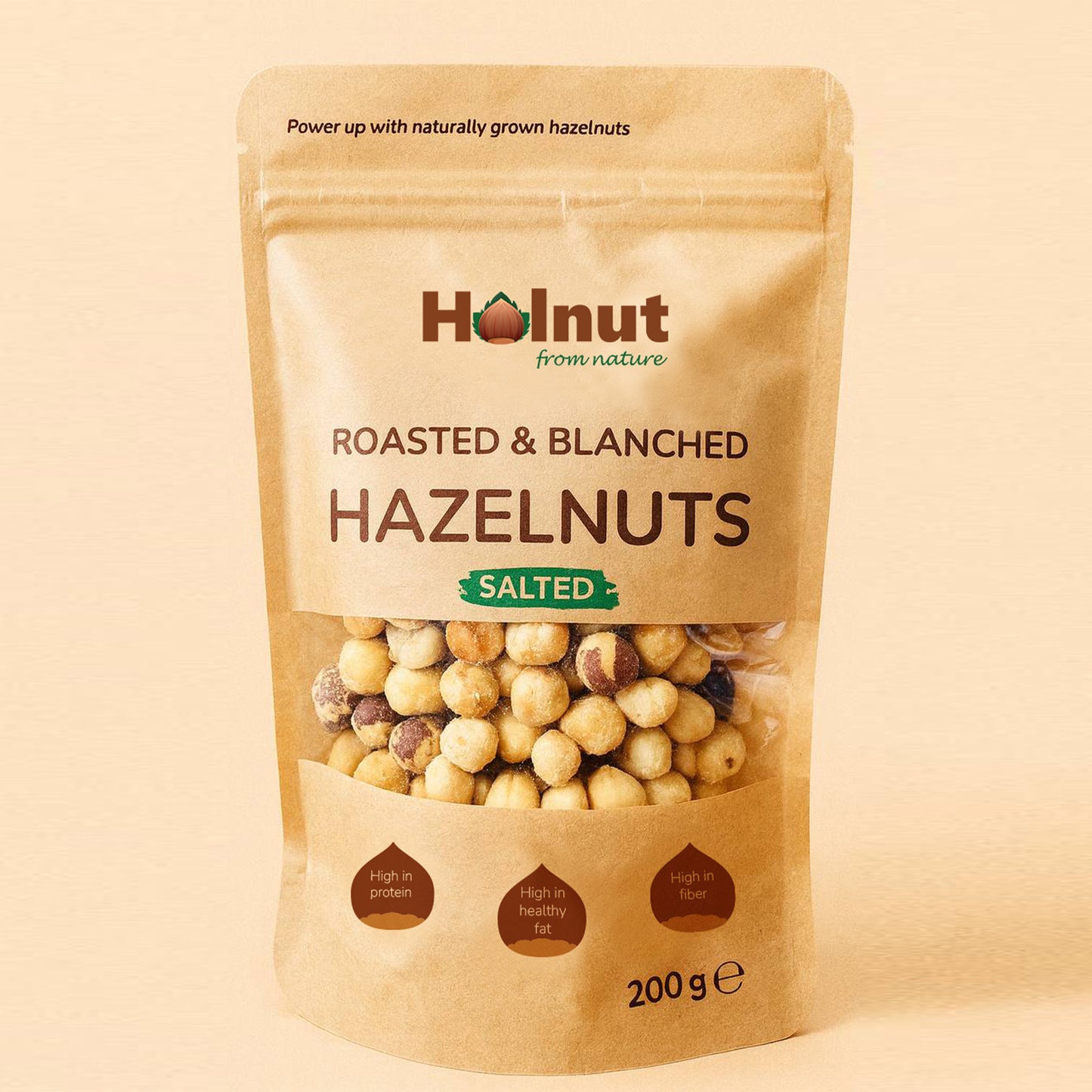 Roasted & Blanched Hazelnuts · Salted · 200 g